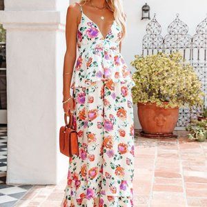 Vici Satin Peplum Maxi Dress